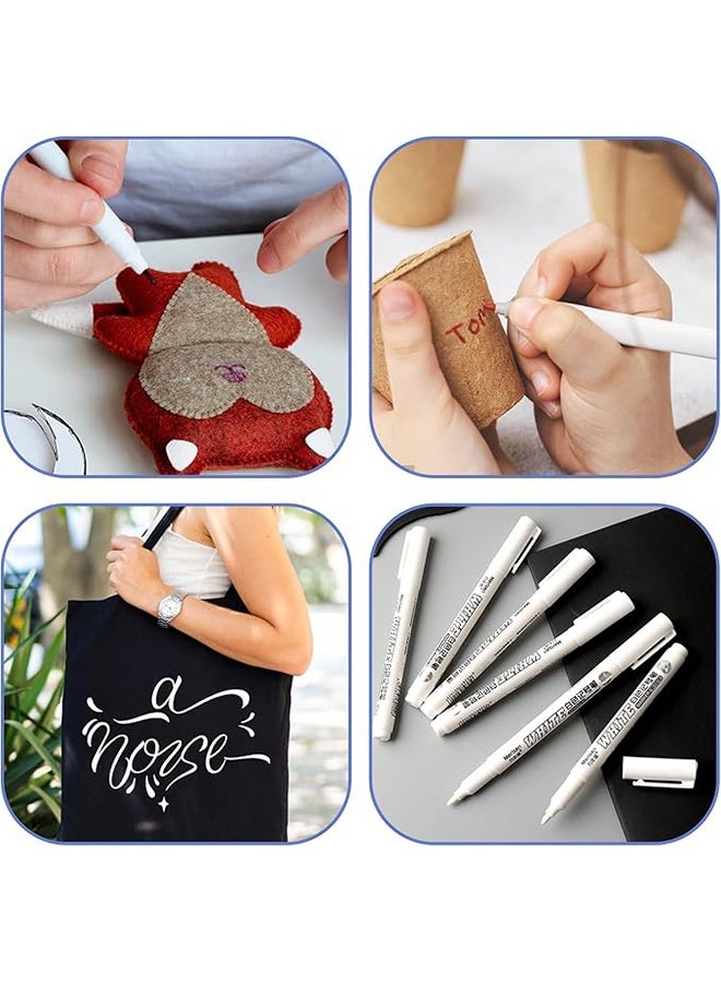 6 Pcs White Marker Paint Pens,for Wood, Water-Based White Markers for Art Projects Drawing, Rock, Stone, Ceramic, Glass, Wood, Plastic, Metal DIY - Image 5